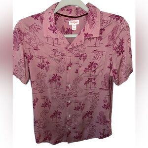 Cat & Jack Tween Boys Short Sleeve Dinosaur Button down Shirt